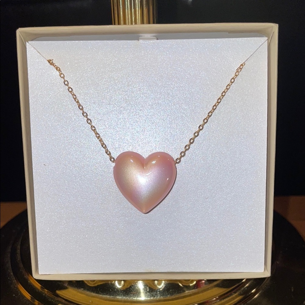 Elegant Pink Heart Necklace NWT